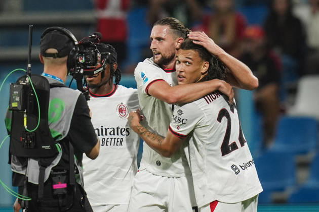 Milan s Adrien Rabiot celebrates after scoring the 0-1 goal for his team during the Serie A soccer match between Sassuolo and Milan at the Mapei Stadium in Reggio Emilia, north Italy - Sunday, October 11, 2026 - Copyright: xMassimoxPaolone LaPressex
