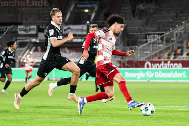 Germany 3rd Division 2026–2027: Fortuna Düsseldorf vs. SC Verl, Matchday 8, October 12, 2026, Merkur Spiel Arena, North Rhine-Westphalia: Anas Slimani (Fortuna Düsseldorf, 34), Nick Seidel (SC Verl, 5) Copyright: xCelinaxLeiersx