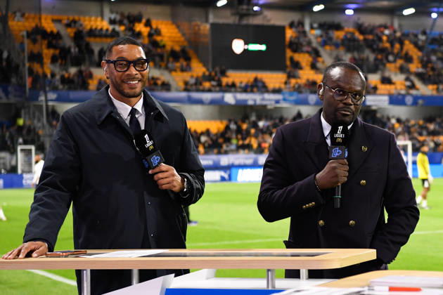 ESTAC Troyes v Olympique de Marseille - Ligue 1 McDonald s 2026 2027 Edwin PINDI, president of Troyes , Guillaume HOARAU journaliste canla Ligue 1+ during Ligue 1 McDonald s match between Troyes and Marseille at Stade de l Aube on October 11, 2026 in Troyes, France. Troyes France Copyright: xEwenxGavetx 776573381
