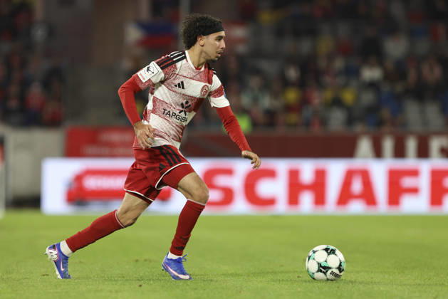 Anas Slimani of Fortuna Düsseldorf in action, on the ball, making a solo run during the 3. Liga match between Fortuna Düsseldorf and SC Verl at Merkur Spiel Arena on October 11, 2026, in Düsseldorf, Germany. Photo by Oliver Kaelke, DeFodi Images. Anas Slimani of Fortuna Düsseldorf controls the ball during the 3. Liga match between Fortuna Düsseldorf and SC Verl at Merkur Spiel Arena on October 11, 2026 in Düsseldorf, Germany. Photo by Oliver Kaelke, DeFodi Images. DFB and DFL regulations prohibit any use of photographs as image sequences and or quasi-video. Photo by Oliver Kaelke, DeFodi Images.