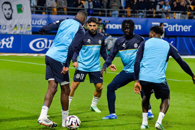 FOOTBALL : ESTAC Troyes vs Olympique de Marseille - Ligue 1 - Journà e 6 - 11 10 2026 Neal Maupay (OM) Bamo Meite (OM) TroyesFrance Copyright: xBaptistexAutissierx