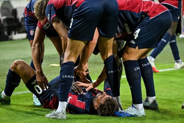 IPA89566267 - Daniel Maldini of Cagliari Calcio, Exultation, Joy, Celebration After Scoring a Goal, During the Cagliari Calcio vs. Juventus FC Italian Serie A Soccer Match in Cagliari, Italy, October 11, 2026  Copyright: xLuigixCanu IPAxSportx xx IPA89566267