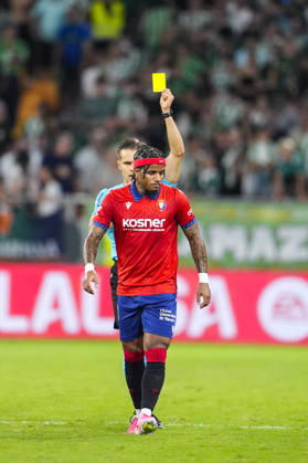 October 11, 2026, Sevilla, Sevilla, Spain: Valentin Rosier of CA Osasuna see the yellow card during the Spanish league, LaLiga EA Sports, football match played between Real Betis and CA Osasuna at La Cartuja stadium on October 11, 2026, in Sevilla, Spain. Real Betis V CA Osasuna - LaLiga EA Sports - ZUMAa181 20261011_zaa_a181_338 Copyright: xJoaquinxCorcherox