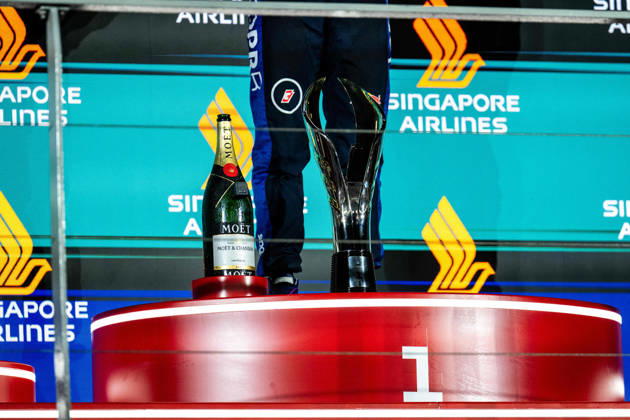 F1 - SINGAPORE GRAND PRIX 2026 Moet Chandon podium during the 2026 Formula 1 Singapore Grand Prix, 17th round of the 2026 Formula One World Championship, WM, Weltmeisterschaft from October 9 to 11, 2026 on the Marina Bay Street Circuit, in Singapore, Singapore - SingaporeSingapore  Copyright: xALBERTOxVIMERCATIx