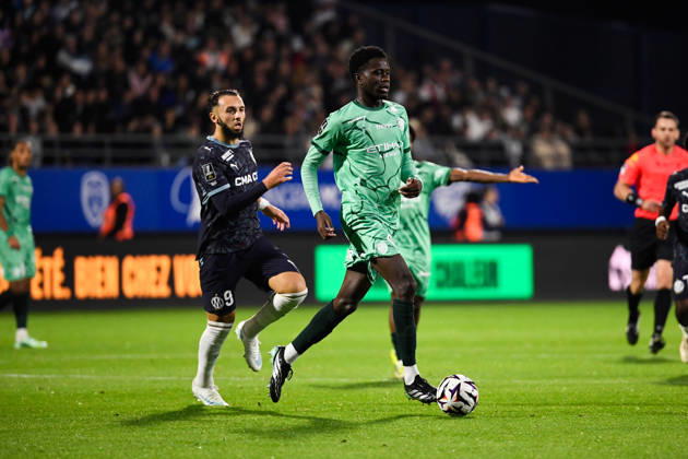 ESTAC Troyes v Olympique de Marseille - Ligue 1 McDonald s 2026 2027 Amine GOUIRI of Marseille and Mouhamed DIOP of Troyes during Ligue 1 McDonald s match between Troyes and Marseille at Stade de l Aube on October 11, 2026 in Troyes, France. Troyes France  Copyright: xEwenxGavetx 776573381
