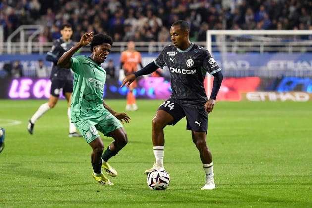 ESTAC Troyes v Olympique de Marseille - Ligue 1 McDonald s 2026 2027 Igor PAIXAO of Olympique de Marseille and Karim DERMANE of Troyes during Ligue 1 McDonald s match between Troyes and Marseille at Stade de l Aube on October 11, 2026 in Troyes, France. Troyes France  Copyright: xEwenxGavetx 776573381