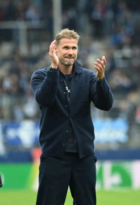 Coach Oliver Kirch of Arminia Bielefeld celebrates after the game on October 11, 2026, Soccer 2. Bundesliga, 2026–2027 season, Matchday 7, VfL Bochum vs. Arminia Bielefeld 0–1. DFL regulations prohibit any use of photographs as image sequences and or quasi-video. Bochum, Vonovia Ruhrstadion, North Rhine-Westphalia, Germany Team2