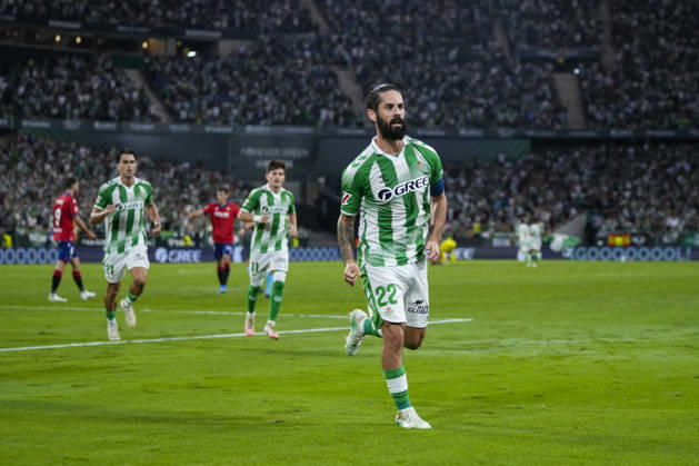 October 11, 2026, Sevilla, Sevilla, Spain: Francisco Alarcon Isco of Real Betis Balompie celebrates a goal during the Spanish league, LaLiga EA Sports, football match played between Real Betis and CA Osasuna at La Cartuja stadium on October 11, 2026, in Sevilla, Spain. Sevilla Spain - ZUMAa181 20261011_zaa_a181_298 Copyright: xJoaquinxCorcherox