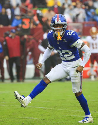 NFL, American Football Herren, USA 2026: Washington Commanders Vs New York Giants OCT 11 October 11, 2026: New York Giants DB 22 Andru Phillips celebrates his sack of Washington Commanders QB 5 Jayden Daniels iduring the Washington Commanders game against the New York Giants at Northwest Stadium in Landover, MD. Justin Cooper CSM (Credit Image: Â Justin Cooper Cal Media) Landover Md United States of America EDITORIAL USE ONLY Copyright: xx ZUMA-20261011_zma_c04_093.jpg JustinxCooperx csmphotothree533578