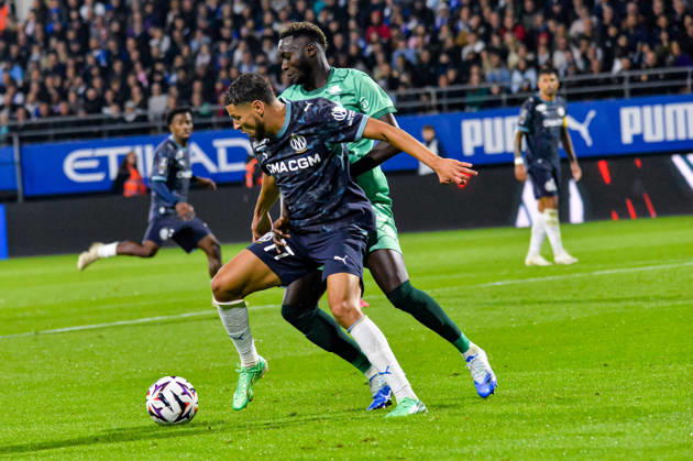FOOTBALL : ESTAC Troyes vs Olympique de Marseille - Ligue 1 - JournÃ e 6 - 11 10 2026 Amine Harit (OM) Mouhamed Diop (ESTAC Troyes) TroyesFrance  Copyright: xBaptistexAutissierx