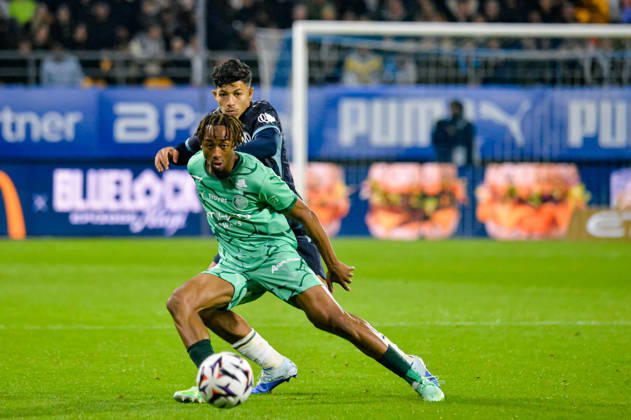 FOOTBALL : ESTAC Troyes vs Olympique de Marseille - Ligue 1 - JournÃ e 6 - 11 10 2026 Kandet Diawara (ESTAC Troyes) Kelyann Bezahaf (OM) TroyesFrance  Copyright: xBaptistexAutissierx