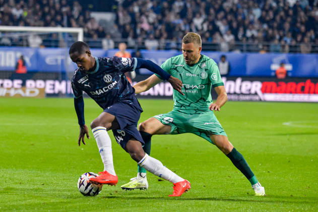 FOOTBALL : ESTAC Troyes vs Olympique de Marseille - Ligue 1 - JournÃ e 6 - 11 10 2026 Keyliane Abdallah (OM) Renaud Ripart (ESTAC Troyes) TroyesFrance  Copyright: xBaptistexAutissierx