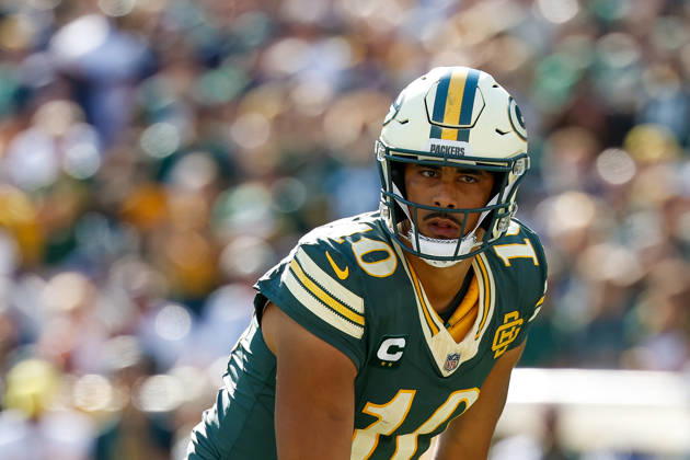 Oct 11, 2026; Green Bay, WI, USA; Green Bay Packers quarterback Jordan Love (10) during NFL, American Football Herren, USA game action against the Chicago Bears at Lambeau Field. Mandatory Credit: -Cal Media Green Bay USA - ZUMAc04_ 20261011_zma_c04_255 Copyright: xDarrenxLeex