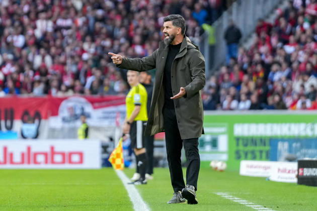 Miron Muslic, FC Schalke 04, Head Coach, Germany, Soccer, Bundesliga 1, Matchday 5, 2026–2027, SC Freiburg vs. FC Schalke 04, October 11, 2026, Europa-Park Stadium, Freiburg, Freiburg, Europa-Park Stadium, Baden-Württemberg, Germany Copyright: xArnexAmbergx