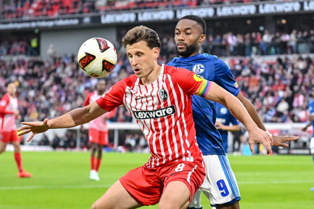 Maximilian Eggestein of SC Freiburg and Moussa Sylla of FC Schalke 04 battle for the ball during the Bundesliga match between SC Freiburg and FC Schalke 04 at Europa-Park Stadium on October 11, 2026, in Freiburg im Breisgau, Germany Photo by Harry Langer DeFodi Images Maximilian Eggestein of SC Freiburg and Moussa Sylla of FC Schalke 04 battle for the ball during the Bundesliga match between Sport Club Freiburg and FC Schalke 04 at Europa Park Stadion on October 11, 2026, in Freiburg im Breisgau, Germany. Photo by Harry Langer, DeFodi Images. DFB and DFL regulations prohibit any use of photographs as image sequences and or quasi-video. Photo by Harry Langer, DeFodi Images. DFB and DFL regulations prohibit any use of photographs as imSEQUENCES AND OR QUASI-VIDEO