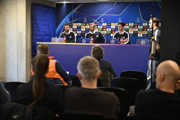 Champions League soccer, Viking vs. Bayern Munich, Stavanger, October 12, 2026. Press conference with Viking coach Bjarte Lunde Aarsheim ahead of the Champions League match between Viking and Bayern Munich. Photo by Carina Johansen, NTB, Stavanger, Norway. EDITORIAL USE ONLY. RESTRICTED USE FOR BETTING COMPANIES. Copyright: xCarinaxJohansenx xNTBx