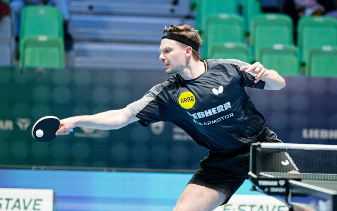 Ricardo Walther ASC Gruenwettersbach, Germany (photo ms1555) at the 2026 European Table Tennis Championships in Ljubljana LJUBLJANA, SLOVENIA, OCTOBER 12, 2026 Ricardo Walther of ASC Gruenwettersbach, Germany (photo ms1555) in action at the European Table Tennis Championships at Stozice Arena in Ljubljana, Slovenia. Photo by Manfred Schillings. Ljubljana, Stozice Arena, Lisbon, Slovenia