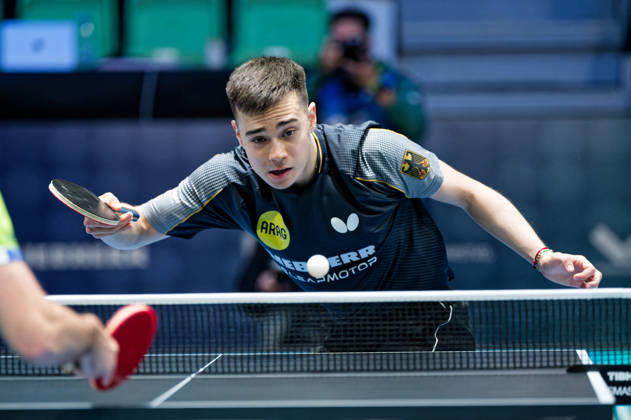 Kay Stumper of SV Muelhausen, Germany (photo ms1480) at the 2026 European Table Tennis Championships in Ljubljana LJUBLJANA, SLOVENIA, OCTOBER 12, 2026 Kay Stumper Post SV Muelhausen, Germany (photo ms1480) in action at the European Table Tennis Championships at Stozice Arena in Ljubljana, Slovenia. Photo by Manfred Schillings. Ljubljana, Stozice Arena, Lisbon, Slovenia
