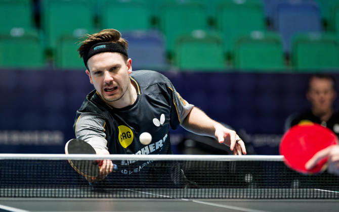 Ricardo Walther ASC Gruenwettersbach, Germany (photo ms1551) at the 2026 European Table Tennis Championships in Ljubljana LJUBLJANA, SLOVENIA, OCTOBER 12, 2026 Ricardo Walther of ASC Gruenwettersbach, Germany (photo ms1551) in action at the European Table Tennis Championships at Stozice Arena in Ljubljana, Slovenia. Photo by Manfred Schillings. Ljubljana, Stozice Arena, Lisbon, Slovenia