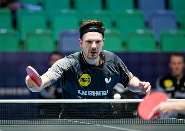 Ricardo Walther ASC Gruenwettersbach, Germany (photo ms1552) at the 2026 European Table Tennis Championships in Ljubljana LJUBLJANA, SLOVENIA, OCTOBER 12, 2026 Ricardo Walther of ASC Gruenwettersbach, Germany (photo ms1552) in action at the European Table Tennis Championships at Stozice Arena in Ljubljana, Slovenia. Photo by Manfred Schillings. Ljubljana, Stozice Arena, Lisbon, Slovenia