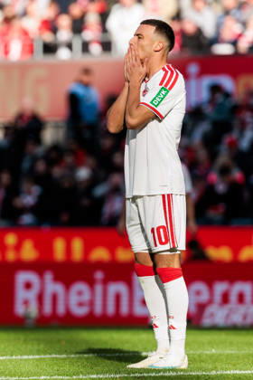 KOELN, GERMANY - OCTOBER 11: Said El Mala (1. FC Koeln, 10) frustrated after a missed chance during the Bundesliga match between 1. FC Koeln vs. Borussia Moenchengladbach at Rheinenergie-Stadion on matchday 5 of the 1. Bundesliga on October 11, 2026 in Koeln, Germany. DFL REGULATIONS PROHIBIT ANY USE OF PHOTOGRAPHS AS IMAGE SEQUENCES AND OR QUASI-VIDEO. North Rhine Westphalia Germany Copyright: xSteffiexWunderlx