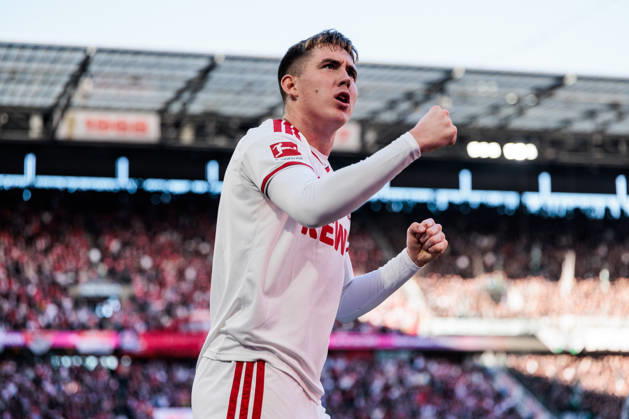 KOELN, GERMANY - OCTOBER 11: Isak Johannesson (1. FC Koeln, 8) celebrates the 2:1 goal scored by Said El Mala (1. FC Koeln, 10) during the Bundesliga match between 1. FC Koeln vs. Borussia Moenchengladbach at Rheinenergie-Stadion on matchday 5 of the 1. Bundesliga on October 11, 2026 in Koeln, Germany. DFL REGULATIONS PROHIBIT ANY USE OF PHOTOGRAPHS AS IMAGE SEQUENCES AND OR QUASI-VIDEO. North Rhine Westphalia Germany Copyright: xSteffiexWunderlx