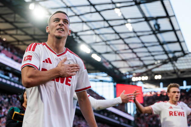 KOELN, GERMANY - OCTOBER 11: Said El Mala (1. FC Koeln, 10) celebrates scoring the 2:1 goal during the Bundesliga match between 1. FC Koeln vs. Borussia Moenchengladbach at Rheinenergie-Stadion on matchday 5 of the 1. Bundesliga on October 11, 2026 in Koeln, Germany. DFL REGULATIONS PROHIBIT ANY USE OF PHOTOGRAPHS AS IMAGE SEQUENCES AND OR QUASI-VIDEO. North Rhine Westphalia Germany Copyright: xSteffiexWunderlx