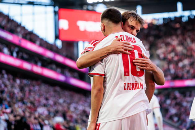 KOELN, GERMANY - OCTOBER 11: Said El Mala (1. FC Koeln, 10) celebrates scoring the 2:1 goal during the Bundesliga match between 1. FC Koeln vs. Borussia Moenchengladbach at Rheinenergie-Stadion on matchday 5 of the 1. Bundesliga on October 11, 2026 in Koeln, Germany. DFL REGULATIONS PROHIBIT ANY USE OF PHOTOGRAPHS AS IMAGE SEQUENCES AND OR QUASI-VIDEO. North Rhine Westphalia Germany Copyright: xSteffiexWunderlx