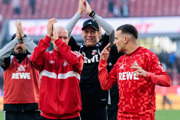 KOELN, GERMANY - OCTOBER 11: Rene Wagner (Head Coach 1. FC Koeln) and Said El Mala (1. FC Koeln, 10) after the Bundesliga match between 1. FC Koeln vs. Borussia Moenchengladbach at Rheinenergie-Stadion on matchday 5 of the 1. Bundesliga on October 11, 2026 in Koeln, Germany. DFL REGULATIONS PROHIBIT ANY USE OF PHOTOGRAPHS AS IMAGE SEQUENCES AND OR QUASI-VIDEO. North Rhine Westphalia Germany Copyright: xSteffiexWunderlx