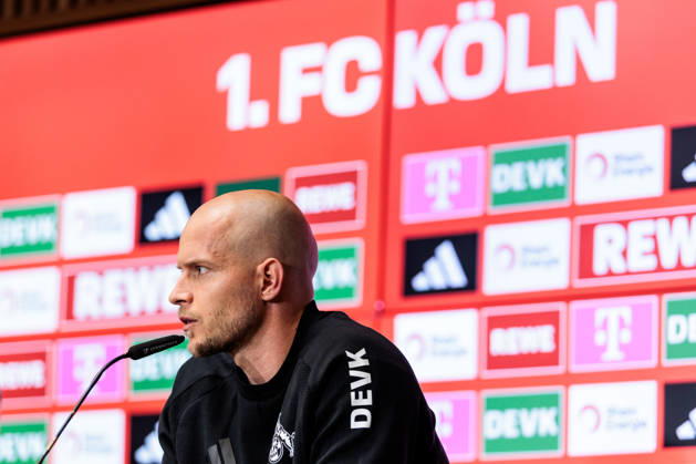 KOELN, GERMANY - OCTOBER 11: Rene Wagner (Head Coach 1. FC Koeln) during the post game press conference, PK, Pressekonferenz o the Bundesliga match between 1. FC Koeln vs. Borussia Moenchengladbach at Rheinenergie-Stadion on matchday 5 of the 1. Bundesliga on October 11, 2026 in Koeln, Germany. DFL REGULATIONS PROHIBIT ANY USE OF PHOTOGRAPHS AS IMAGE SEQUENCES AND OR QUASI-VIDEO. North Rhine Westphalia Germany Copyright: xSteffiexWunderlx