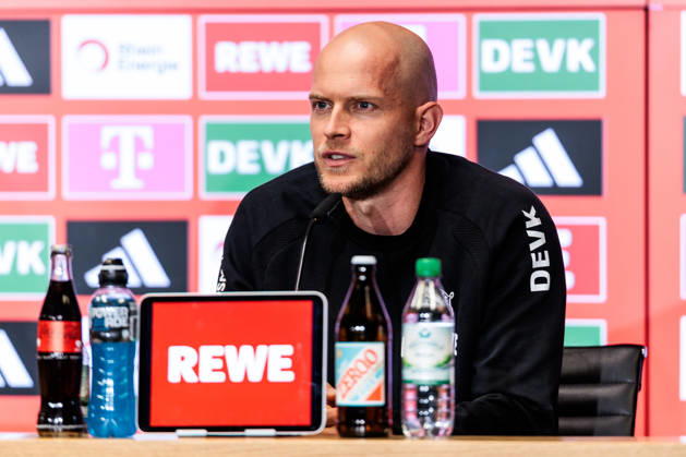KOELN, GERMANY - OCTOBER 11: Rene Wagner (Head Coach 1. FC Koeln) during the post game press conference, PK, Pressekonferenz o the Bundesliga match between 1. FC Koeln vs. Borussia Moenchengladbach at Rheinenergie-Stadion on matchday 5 of the 1. Bundesliga on October 11, 2026 in Koeln, Germany. DFL REGULATIONS PROHIBIT ANY USE OF PHOTOGRAPHS AS IMAGE SEQUENCES AND OR QUASI-VIDEO. North Rhine Westphalia Germany Copyright: xSteffiexWunderlx