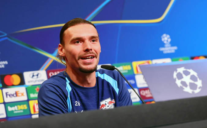 RB Leipzig Champions League Press Conference, Leipzig, October 12, 2026, RB Academy, UEFA Champions League, RB Leipzig press conference on the day before the RB Leipzig vs. PSV Eindhoven match, Pictured: Goalkeeper Maarten Vandevoordt, 26, RB Leipzig, Picture Point