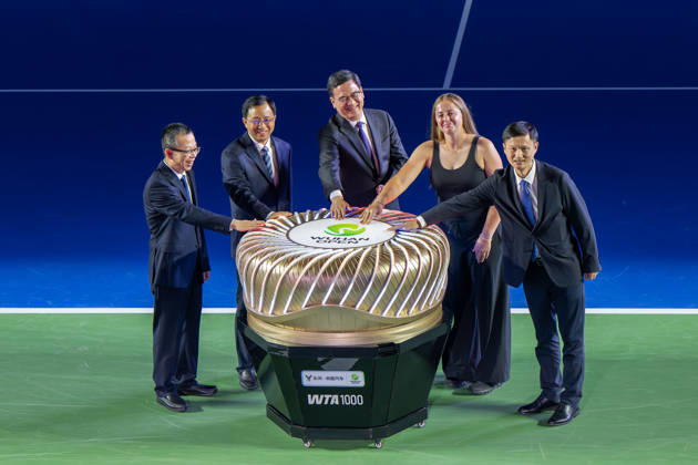 (261012) -- WUHAN, Oct. 12, 2026 -- Jelena Ostapenko (2nd R) of Latvia attends the opening ceremony of the 2026 Wuhan Open tennis tournament in Wuhan, capital of central China s Hubei Province, Oct. 12, 2026. ) (SP)CHINA-WUHAN-TENNIS-WUHAN OPEN-OPENING CEREMONY (CN) DuxZixuan 