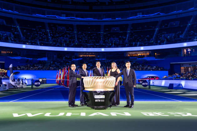 (261012) -- WUHAN, Oct. 12, 2026 -- Jelena Ostapenko (2nd R) of Latvia attends the opening ceremony of the 2026 Wuhan Open tennis tournament in Wuhan, capital of central China s Hubei Province, Oct. 12, 2026. ) (SP)CHINA-WUHAN-TENNIS-WUHAN OPEN-OPENING CEREMONY (CN) XiaoxYijiu 
