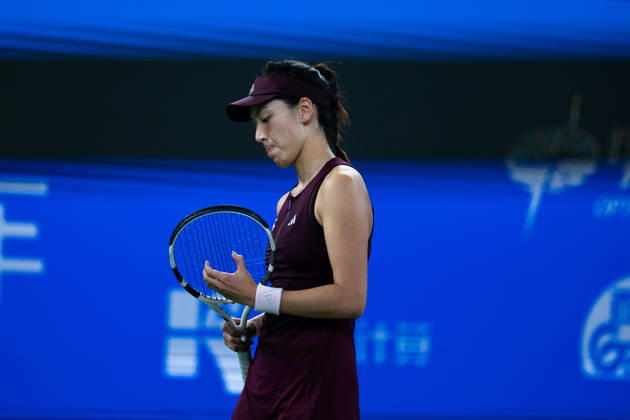 (261012) -- WUHAN, Oct. 12, 2026 -- Wang Xinyu reacts during the women s sinlges round of 64 match between Wang Xiyu of China and Wang Xinyu of China of the 2026 Wuhan Open tennis tournament in Wuhan, capital of central China s Hubei Province, Oct. 12, 2026. ) (SP)CHINA-WUHAN-TENNIS-WUHAN OPEN-WOMEN S SINGLES-ROUND OF 64 (CN) XiaoxYijiu 