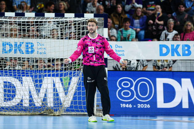 Celebration after a save by Gonzalo Perez de Vargas, THW Kiel, October 1, 2026, THW Kiel vs. Handball Club Hamburg, Handball, 1st Bundesliga, Matchday 8, 2026–2027 Season, October 11, 2026, Germany, THW Kiel vs. Handball Club Hamburg, Handball, 1st Bundesliga, Matchday 8, 2026–2027 season, October 11, 2026, Kiel Copyright: xEibner-Pressefoto MarcelxvonxFehrnx EP_MFN