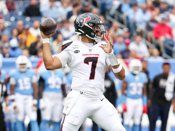Oct 11, 2026; Nashville, TN, USA; Houston Texans quarterback C.J. Stroud (7) throws the ball during the NFL, American Football Herren, USA regular season game between the Houston Texans and Tennessee Titans at Nissan Stadium. Mandatory Credit: -Cal Media NFL 2026: Texans Vs Titans OCT 11  - ZUMAc04_ 20261011_zma_c04_323 Copyright: xStephenxFurstx
