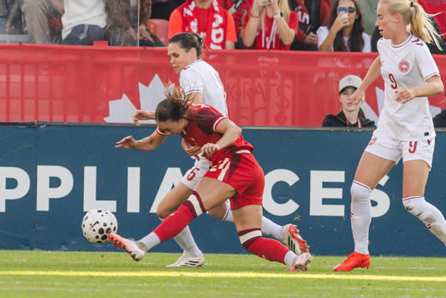 Delaney Baie Pridham of Canada scores their team s first goal during the Women’s International Friendly, Länderspiel, Nationalmannschaft match between Canada and Denmark on October 12th, 2026 in BMO Field, Toronto, Ontario, Canada Copyright: xCurtisxWongx xSPPx Sportspressphoto_SPR253848