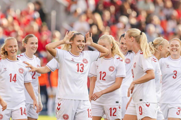 Olivia Holdt of Denmark celebrates their team s first goal during the Women’s International Friendly, Länderspiel, Nationalmannschaft match between Canada and Denmark on October 12th, 2026 in BMO Field, Toronto, Ontario, Canada Copyright: xCurtisxWongx xSPPx Sportspressphoto_SPR253865