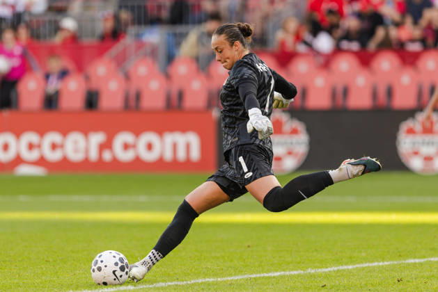 Kailen Sheridan of Canada in action during the Women’s International Friendly, Länderspiel, Nationalmannschaft match between Canada and Denmark on October 12th, 2026 in BMO Field, Toronto, Ontario, Canada Copyright: xCurtisxWongx xSPPx Sportspressphoto_SPR253868
