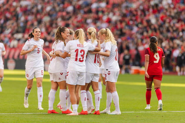 Pernille Harder of Denmark celebrates their team s second goal during the Women’s International Friendly, Länderspiel, Nationalmannschaft match between Canada and Denmark on October 12th, 2026 in BMO Field, Toronto, Ontario, Canada Copyright: xCurtisxWongx xSPPx Sportspressphoto_SPR253873