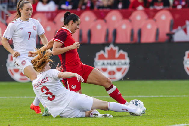 Evelyne Viens of Canada scores their team s second goal during the Women’s International Friendly, Länderspiel, Nationalmannschaft match between Canada and Denmark on October 12th, 2026 in BMO Field, Toronto, Ontario, Canada Copyright: xCurtisxWongx xSPPx Sportspressphoto_SPR254017