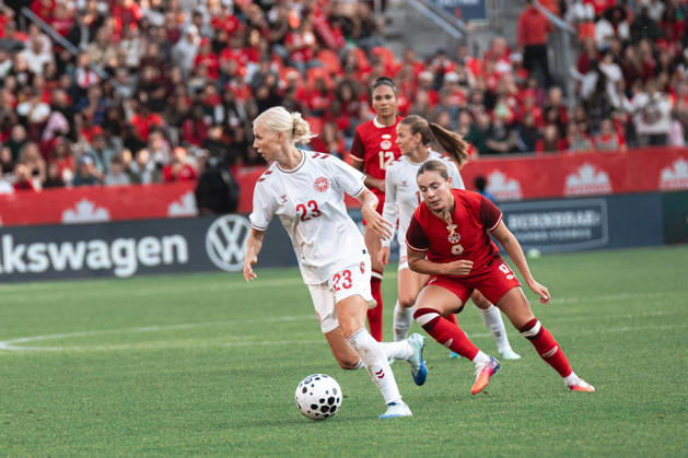October 12, 2026, Toronto, Ontario, Toronto: Sofie SVAVA 23 of Denmark in action during International Women Soccer Friendly between Canada and Denmark at BMO Field, Toronto on October 12, 2026. International Women Soccer Friendly Canada 3:4 Denmark  - ZUMAn333 20261012_znp_n333_047 Copyright: xKaxLokxNgx