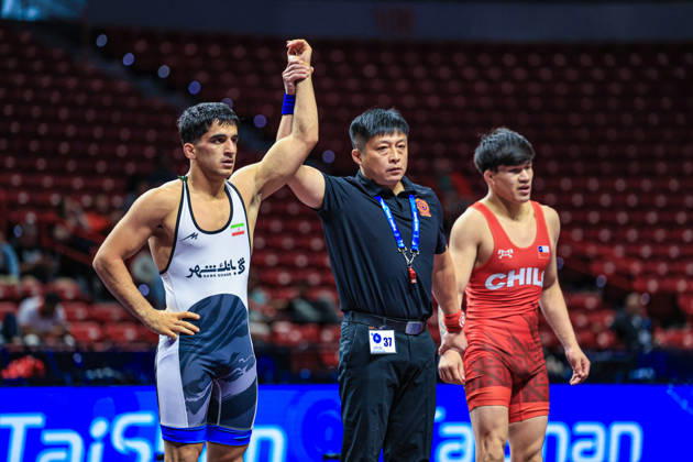 U23 World Championships, 67 kg, Greco-Roman: Mohammad Mahmoud Kamali (IRI) def. Sebastian Hernan Bustamante Mejias (CHI) Copyright: xAmirrezaxAliasgarix Kadir Caliskan United World Wr