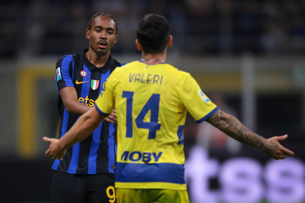 FC Internazionale v Parma Calcio 1913 - Serie A - Season 2026-2027 Milan, Italy, 10th October 2026. Djed Spence of FC Internazionale reacts with Emanuele Valeri of Parma Calcio during the FC Internazionale vs Parma Calcio 1913 Serie A match at Giuseppe Meazza, Milan. Picture credit should read: Jonathan Moscrop Milan Stadio Giuseppe Meazza Italy