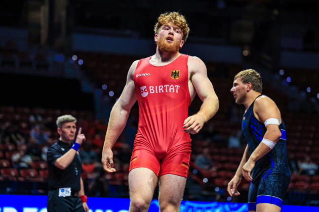 U23 World Championships, 97 kg Greco-Roman: Abubakar Khaslakhanau (BLR) defeated Darius Kiefer (GER) Copyright: xAmirrezaxAliasgarix Kadir Caliskan United World Wr