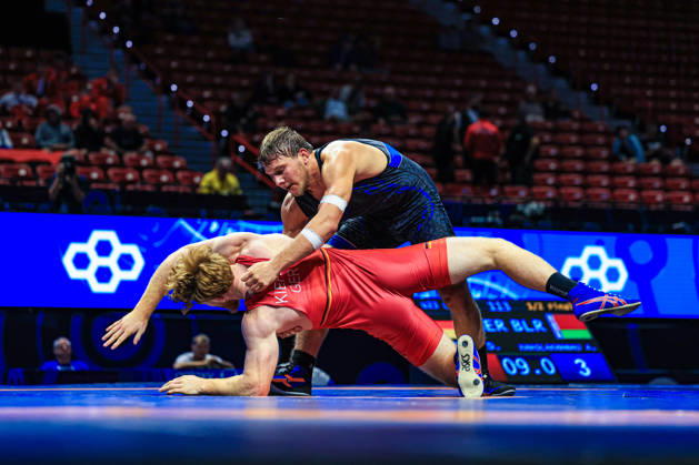 U23 World Championships, 97 kg Greco-Roman: Abubakar Khaslakhanau (BLR) defeated Darius Kiefer (GER) Copyright: xAmirrezaxAliasgarix Kadir Caliskan United World Wr
