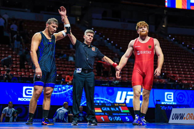 U23 World Championships, 97 kg Greco-Roman: Abubakar Khaslakhanau (BLR) defeated Darius Kiefer (GER) Copyright: xAmirrezaxAliasgarix Kadir Caliskan United World Wr