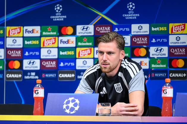 SOCCER - UEFA CL, LASK vs Liverpool LINZ,AUSTRIA,13.OCT.26 - SOCCER - UEFA Champions League, Linzer ASK vs Liverpool FC, preview, press conference, PK, Pressekonferenz LASK. Image shows Kasper Joergensen (LASK).  GEPAxpictures xChristianxMoser
