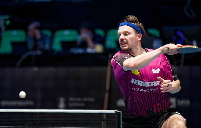 Ricardo Walther ASC Gruenwettersbach, Germany (photo ms4010b) at the European Table Tennis Championships in Ljubljana, Slovenia LJUBLJANA, SLOVENIA, OCTOBER 13, 2026 Ricardo Walther of ASC Gruenwettersbach, Germany (photo ms4010b), advances to the main draw at the European Table Tennis Championships at the Stozice Arena in Ljubljana, Slovenia Ljubljana Stozice Arena, Slovenia
